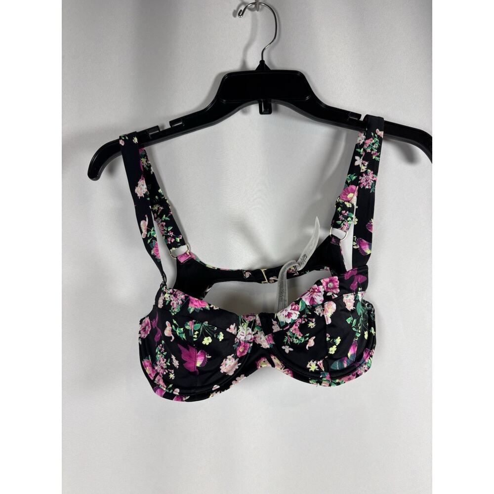 NWOT Victorias Secret Wicked Sling Underwire Bikini Swim Top 34C Black Floral